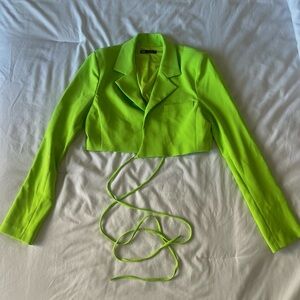 Zara Cropped Blazer with wrap-around drawstring